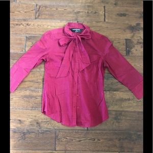 Norma Kamali Tie Neck Button Up